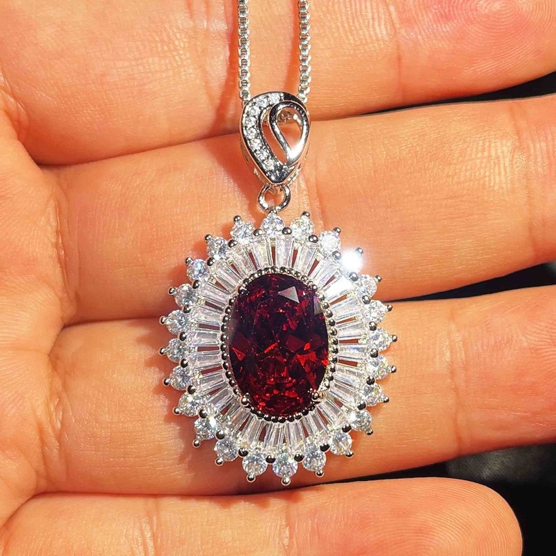 New Luxury Full Zirconium Ruby Necklace
