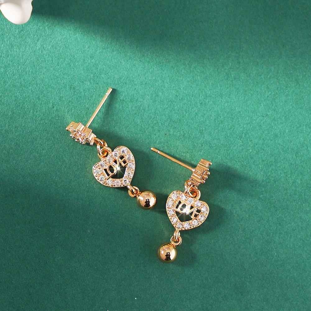✅COD Anting Wanita Titanium Nama LOVE Anting Emas Tusuk Earrings Korean Style Aksesoris Fashion Perhiasan Emas D309