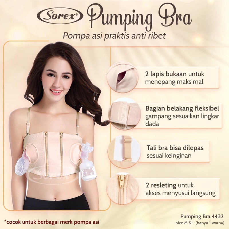 SOREX Hands Free PUMPING BRA 4432 BH Menyusui Handsfree untuk Pompa Asi / Breastpump semua Jenis