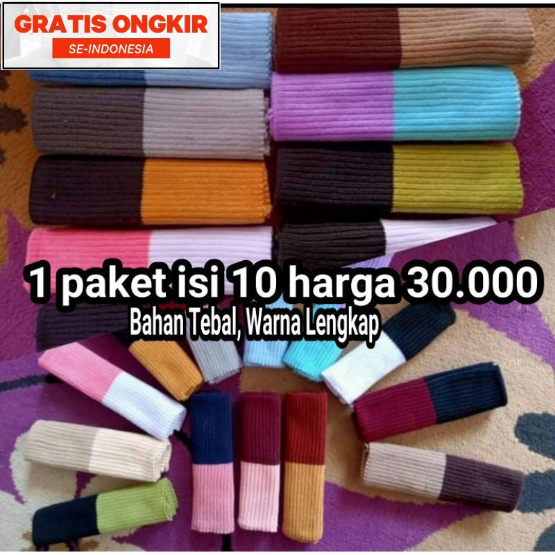 BANDANA RAJUT SALUR 2 WARNA ISI 10 Inner hijab Ciput rajut premium Ciput kaos premium Daleman kerudu
