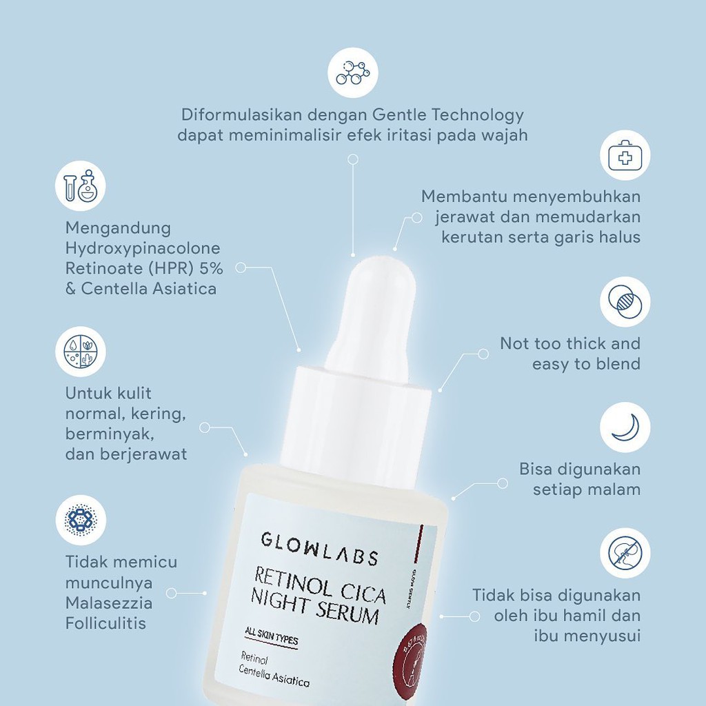GLOWLABS Retinol Cica Serum 20ml - Mild and Powerful Anti Aging Skincare