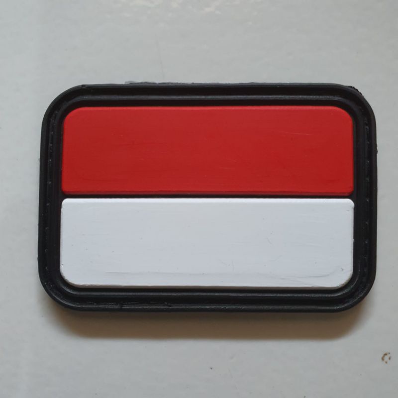 patch rubber logo bendera indonesia merah putih oval / tempelan emblem karet velcro