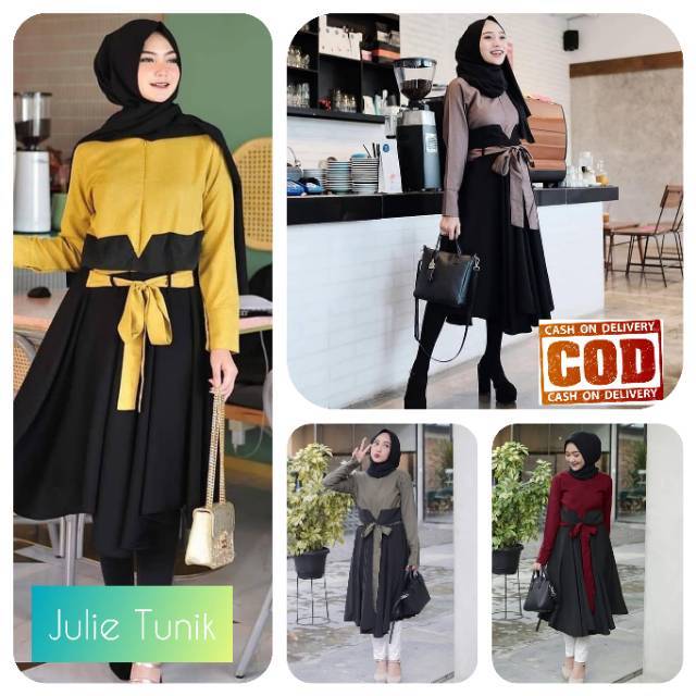 Q.F- Julie Tunik Bahan Moscrepe / Baju Atasan Muslim Busui Friendly