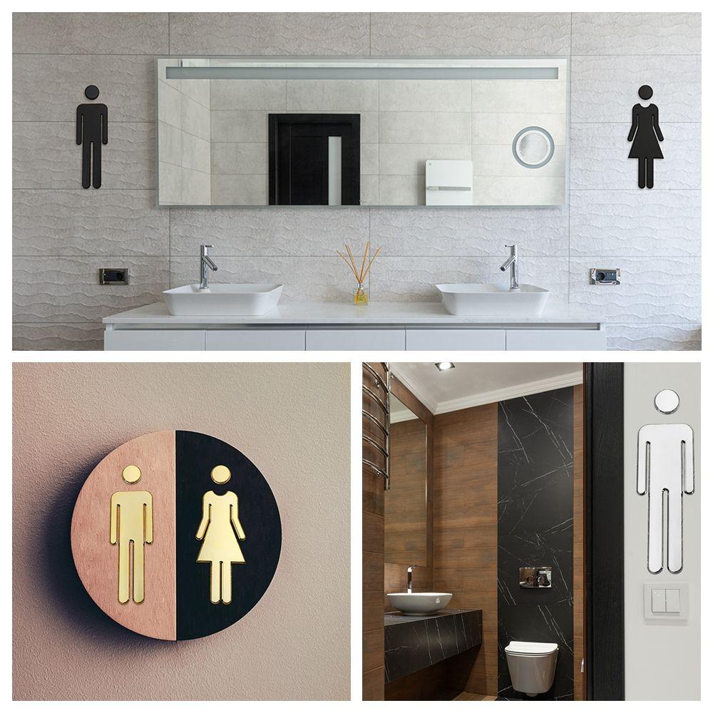 Solighter 3D Toilet Sign Prompt Aksesoris Perekat Diri Kamar Mandi Restroom Toilet DIY Pintu Plakat