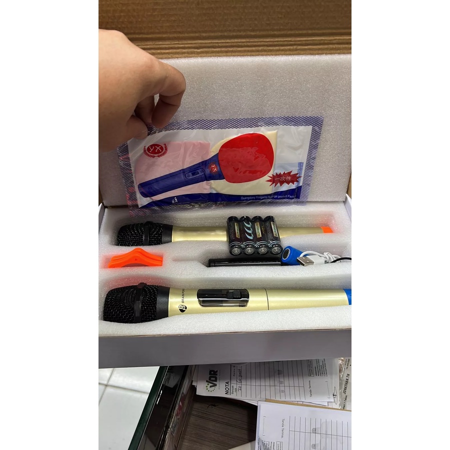 Double Mic Profesional Wireless Microphone mic tanpa kabel brain power mkf 02 (isi 2) ~ Bisa COD | FMS