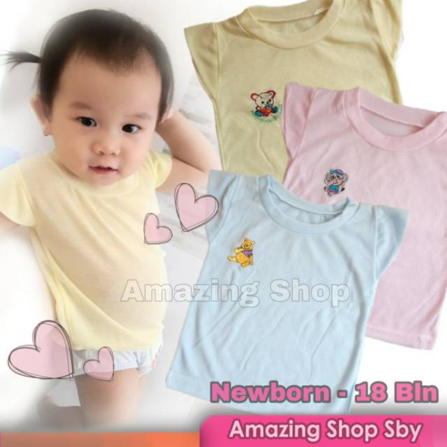 1 Lusin (12Pcs) Baju Kaos Anak Enji Kaos Bayi Lengan Pendek - Perlengkapan Bayi Newborn Murah