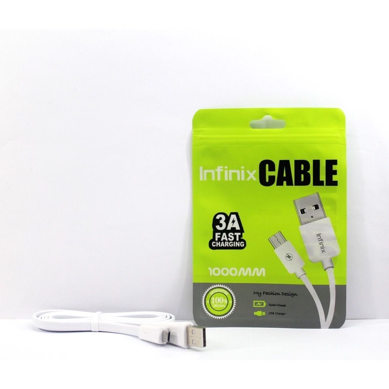 Kabel infinix Micro / Type C Hot 9 / Hot 9 pro Hot 10 usb 3A Cable Fast Charger Fast Charging Warna Putih Packing Plastik