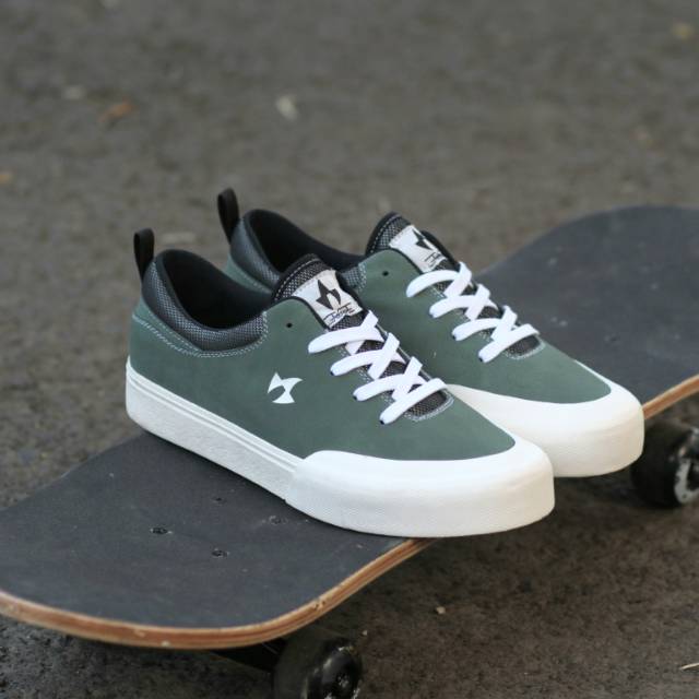 Sepatu ASVEGA Hugo Olive Army Original Sepatu Skate Casual Sneakers Skateboarding Original