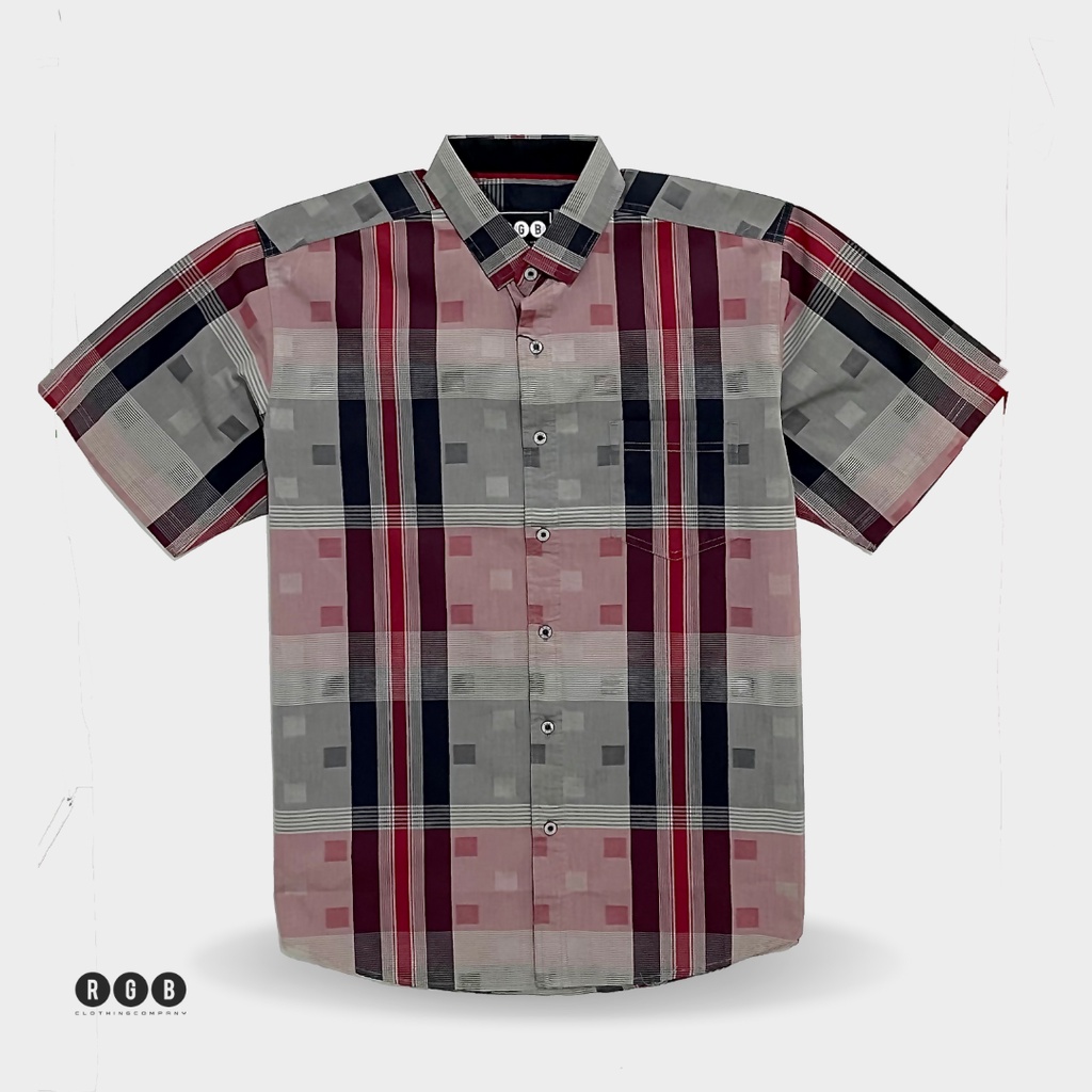 RGB Clothing Company Kemeja Pria Kotak Imported Lengan Pendek Merah RHMP1104119