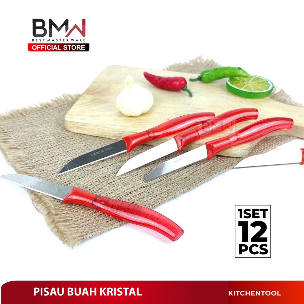 Bmw Kitchen Ware - Pisau Dapur Pisau Buah Mini Stainless Steel Motif Kristal Warna