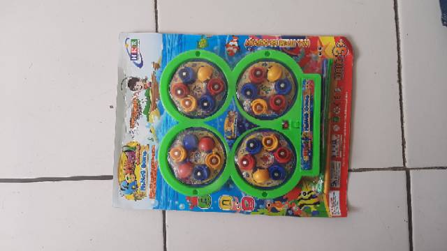 Mainan pancing ikan 4 kolam pancingan magnet fishing game berputar mainan anak seru