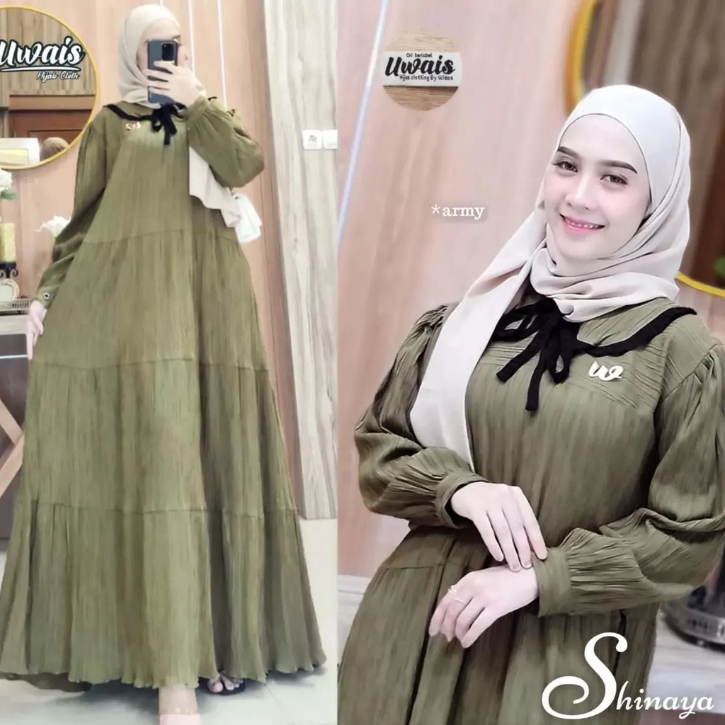 SHINAYA DRESS BO KAIN CRINKLE LD 110 CM PB 138 CM  DRESS TERBARU COCOK UNTUK KONDAGAN DAN ACARA LAIN NYA BAJU DRES KEKINIAN DAN SIMPLE NYAMAN DIPAKAI BAJU DRES 2022