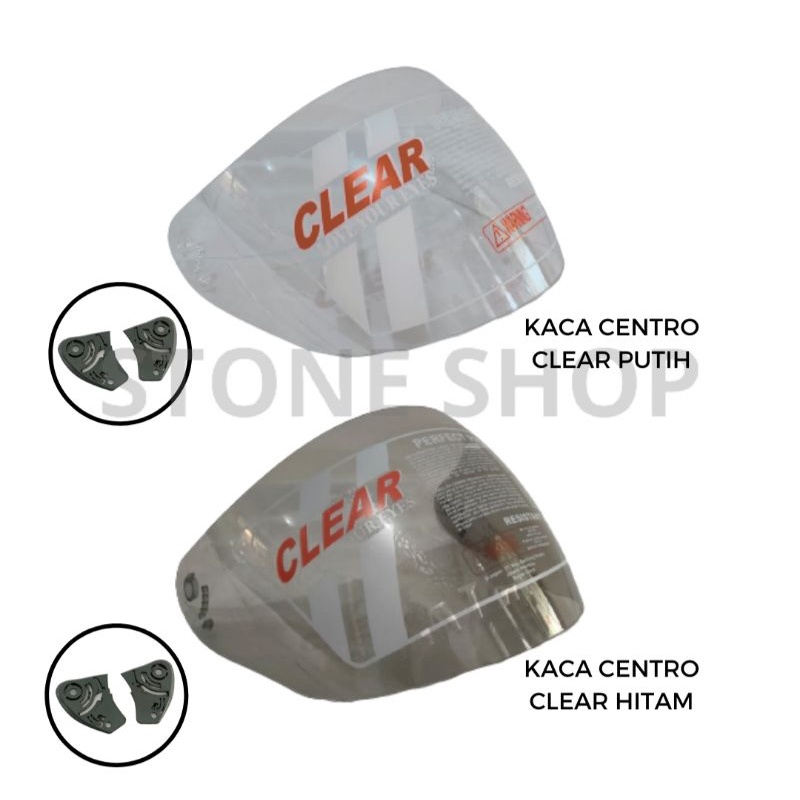 Kaca Helm INK Centro putih + hitam merk CLEAR free buble wrap