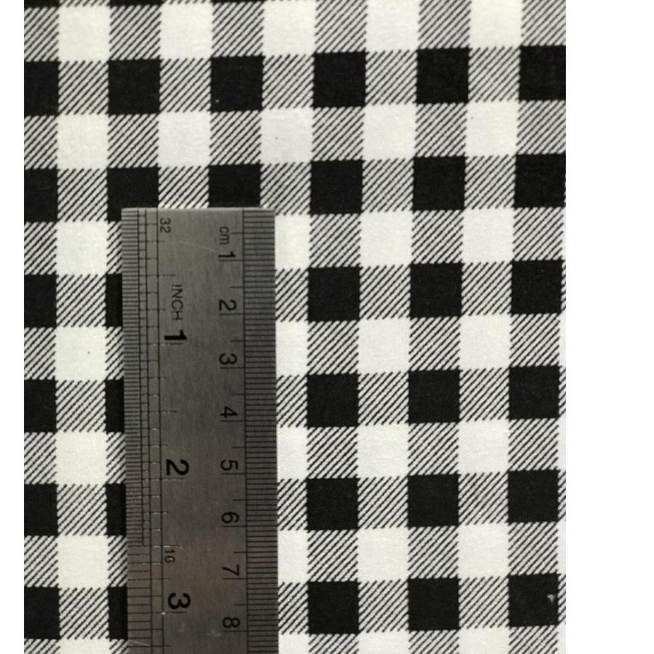 ✈ konico bahan Mikrotex Motif Kotak 0.5 cm dan 1 cm kain Sprei Meteran hitam putih ✾