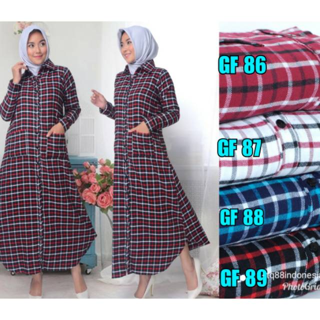 Gamis flanel/gamis kotak kotak/maxi kotak/gamis/maxi/long dress/long dress kotak