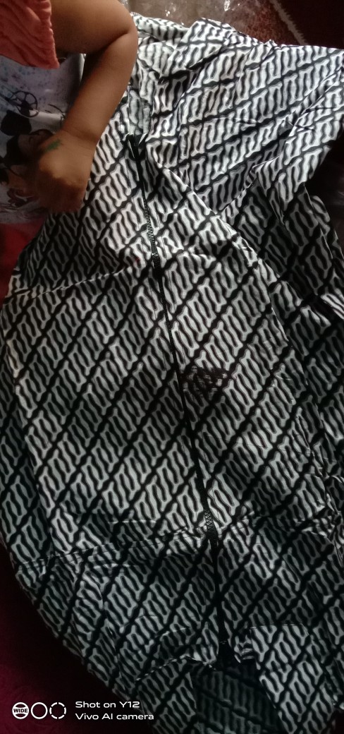 Maxi Cardi Morena Batik Wanita Panjang Syari Abu Cokelat Premium Kondangan