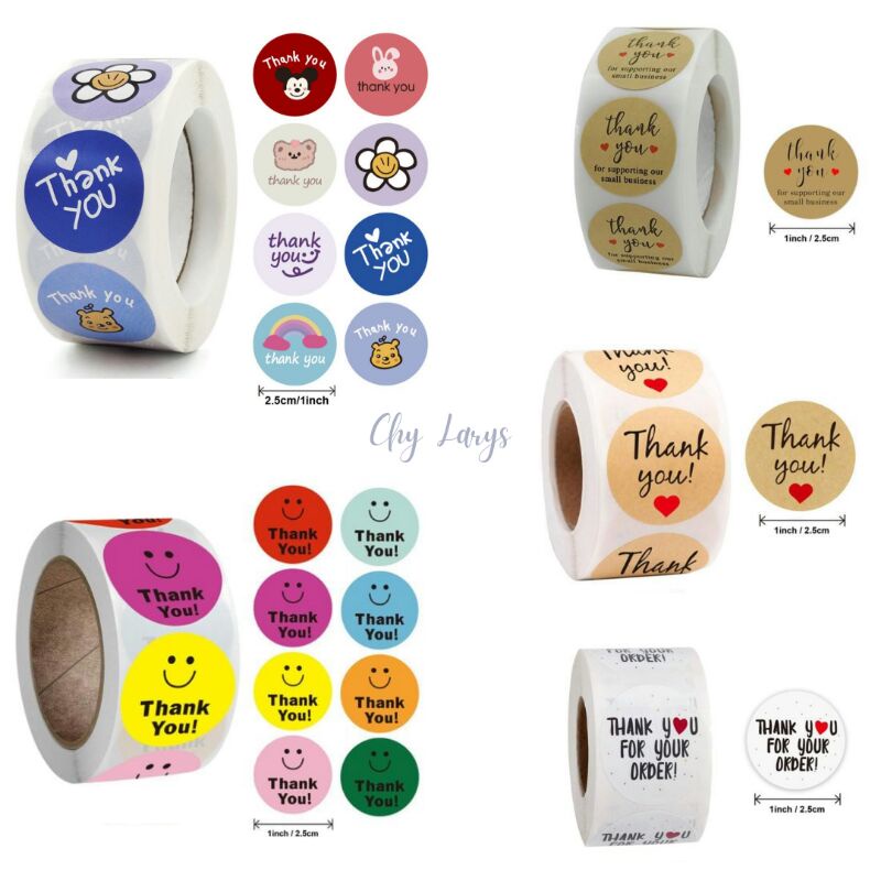 

(100Pcs) Stiker Label Thank You Sticker Bulat Terimakasih