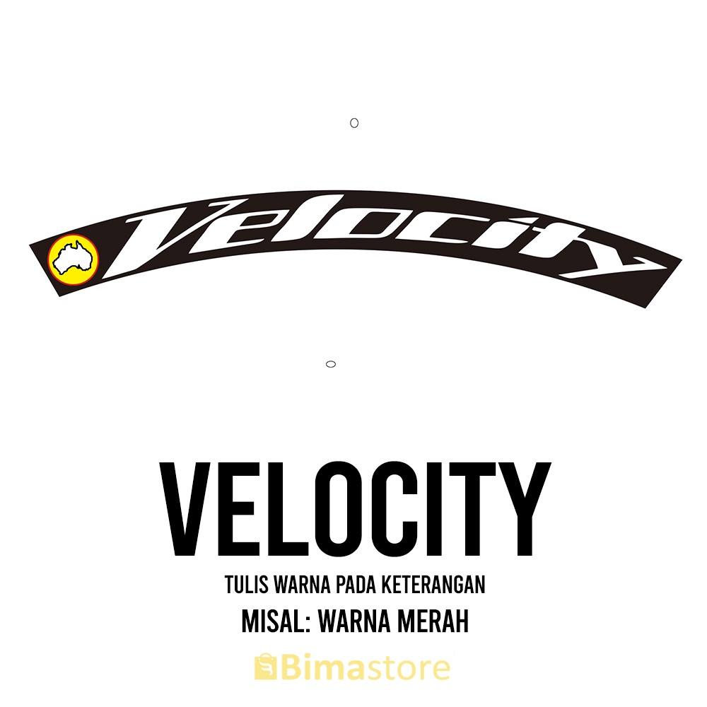 Sticker Decal Rims Sepeda VELOCITY | Lebar 1 - 3 cm | Diameter 16", 18", 20", 24", 27.5", 29", 700c 