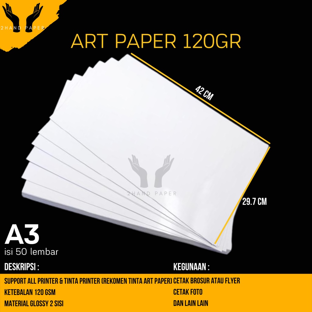 

Kertas Art Paper A3 120 gsm isi 50 lembar / Kertas Art Paper 120 gsm A3