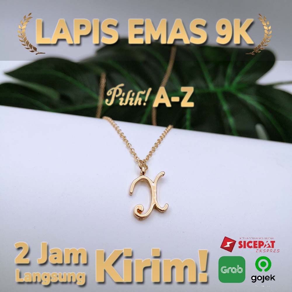 Kalung Huruf Inisial A-Z Lapis Emas 18K Kalung Wanita Ko IMN111-X--M74