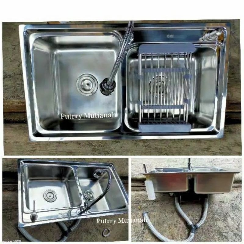 Paket Komplit Bak cuci piring 2 lubang 83cm/kitchen sink ...