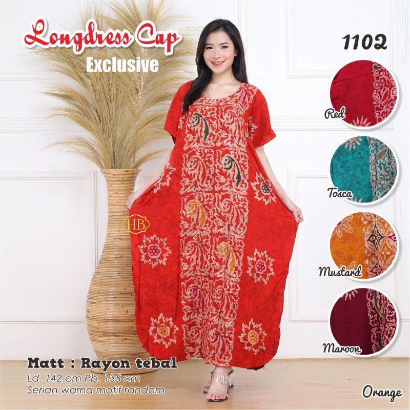 Daster long dress batik encim matt AJL cap jumbo murah meriah busui friendly