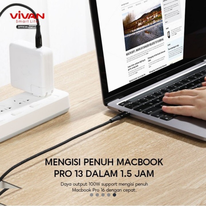 Kabel Data Vivan VCC100/VCL100 - Black Quick Charge