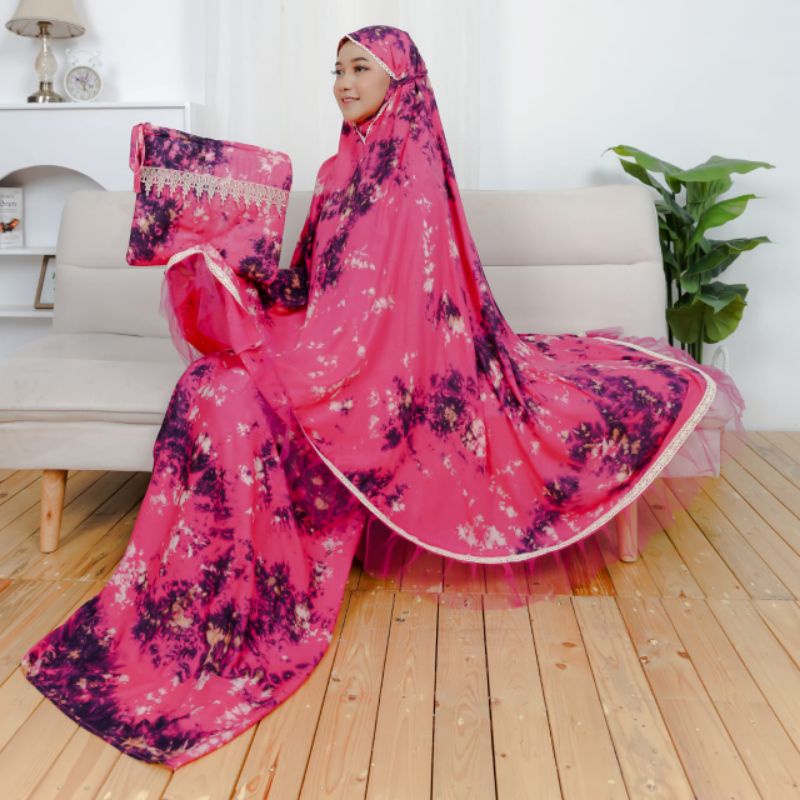 mukena dewasa terbaru rayon tiedye renda premium super jumbo