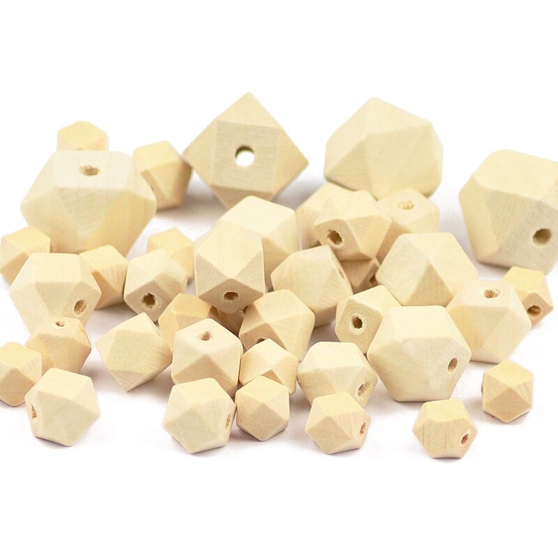 [6 PCS] Manik Kayu Bulat Natural / Wooden Beads Octagonal Lubang 2 mm