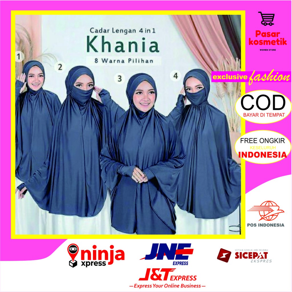 Jilbab Hijab Bergo Instan French jilbab Cadar Khania Lengan Syar hijab bergo instan hijab cadar mura