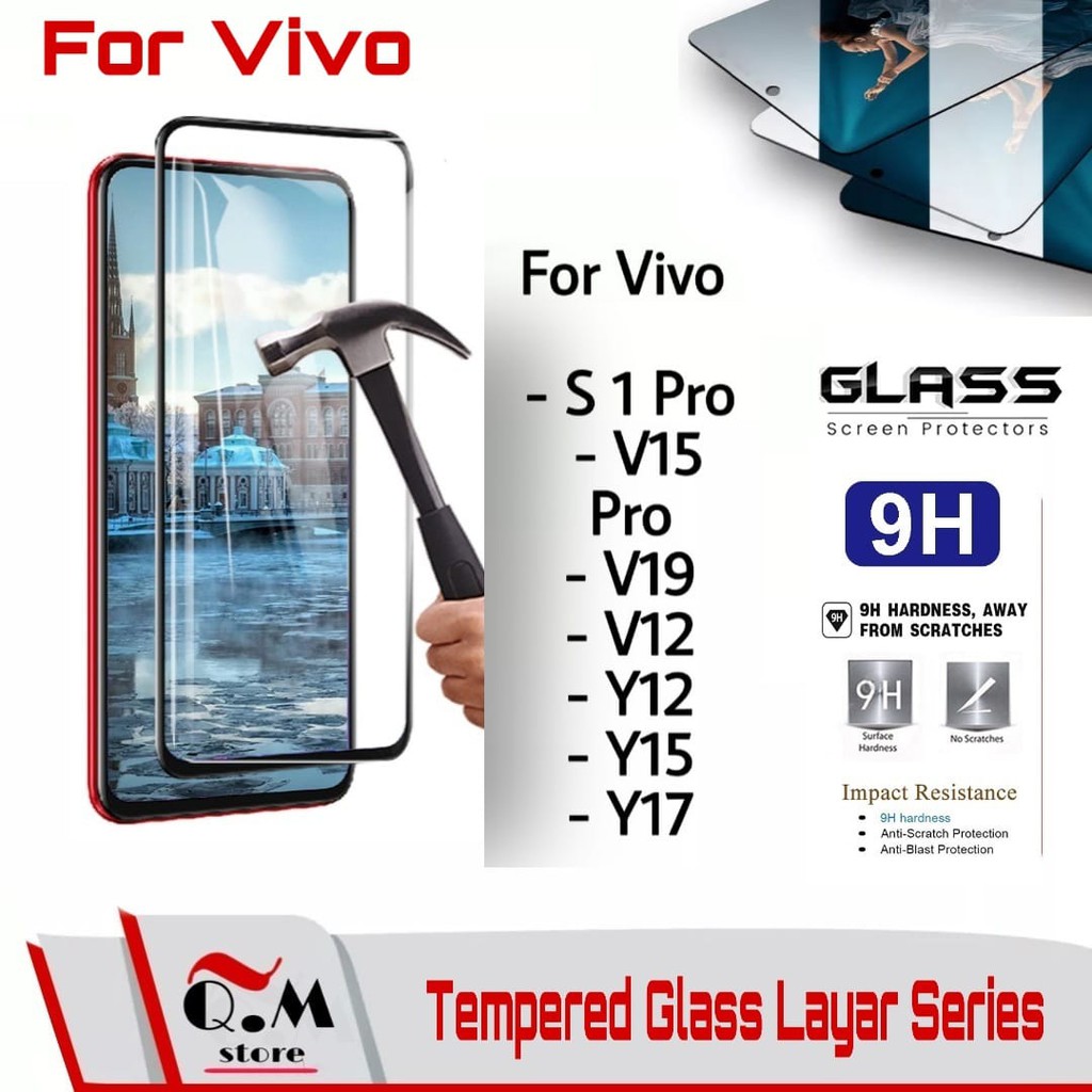 Tempered Glass Layar Vivo Y15S / Vivo Y21T / Vivo S1 Pro / V15 Pro Y12 Y15 Y17 V19 Full Cover Warna 5D/6D/9D/21D Premium