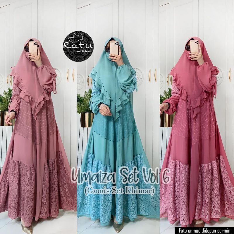 UMAIZA SET VOL 6 BY RATU GAMIS SET HIJAB / KHIMAR GAMIS PESTA KONDANGAN TABUR MUTIARA