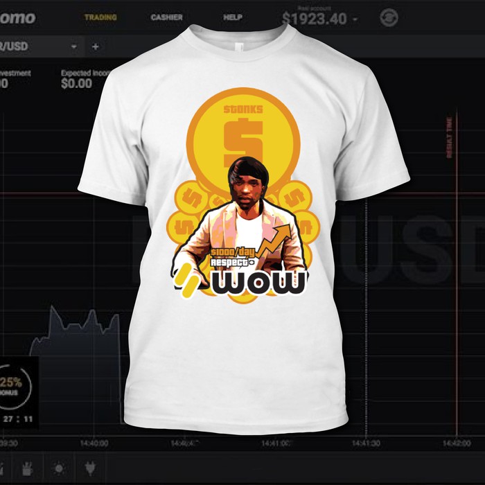 Baju Kaos T-shirt tshirt t shirt Logo Lucu Aneh WOW STONKS - Parody Binomo CJ GTA Budi Setiawan
