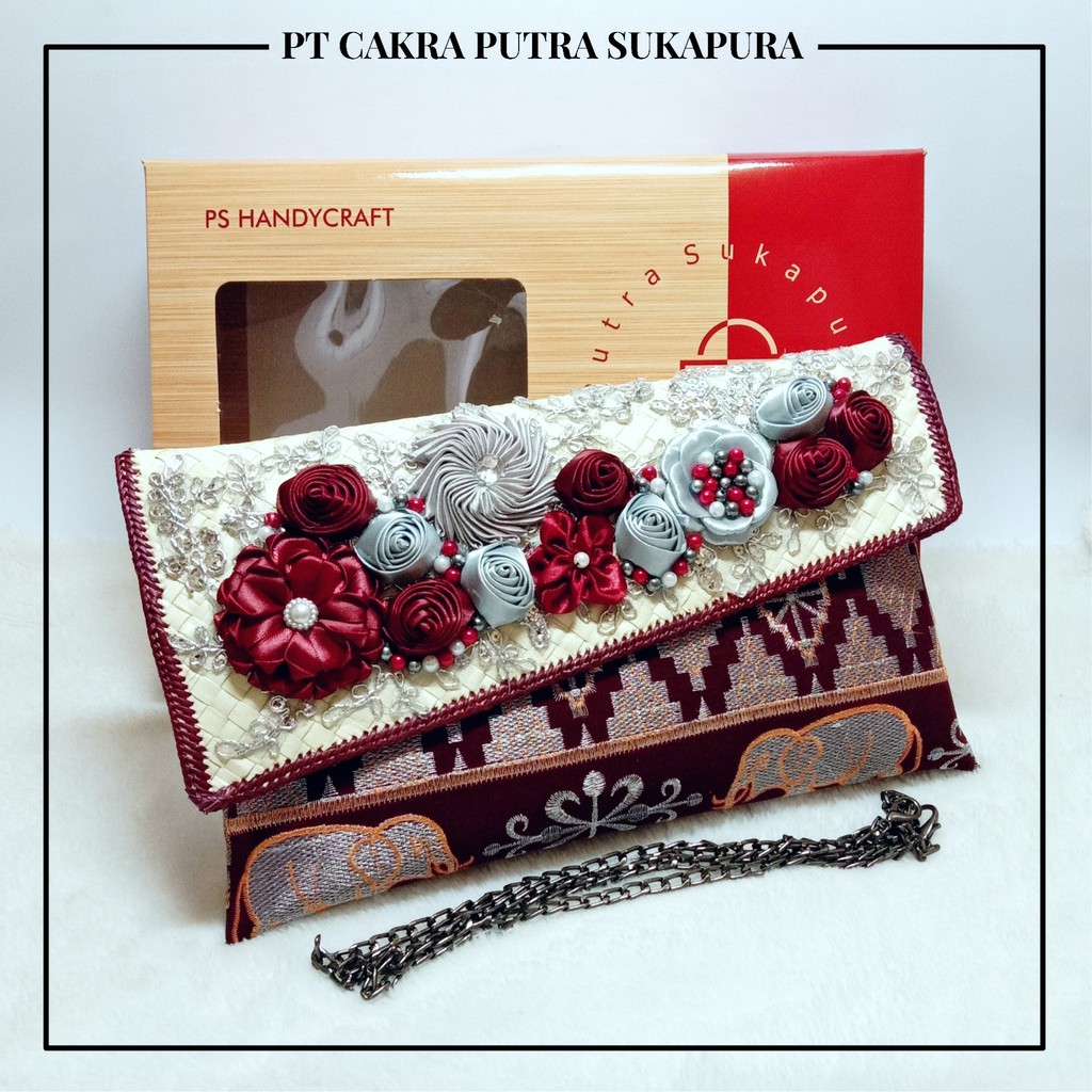 Putra Sukapura Clutch Pesta Tas Cantik Wanita Tapis Bordir MRG Silver