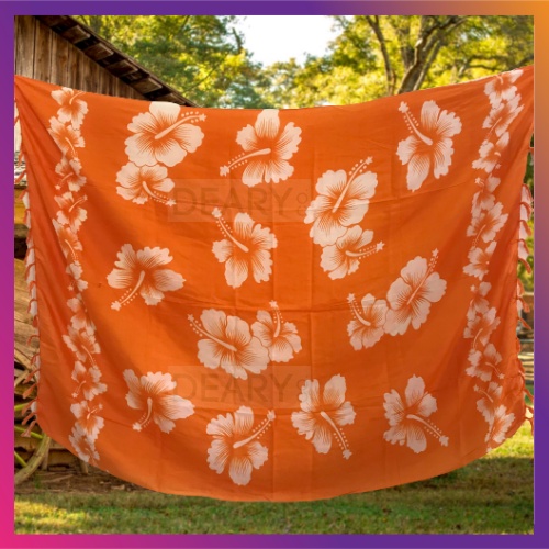 Kain Pantai Bali Motif Bunga Pucuk dan Kamboja Bahan Rayon Bali Adem Ujung Rumbai | Deary Co Bali