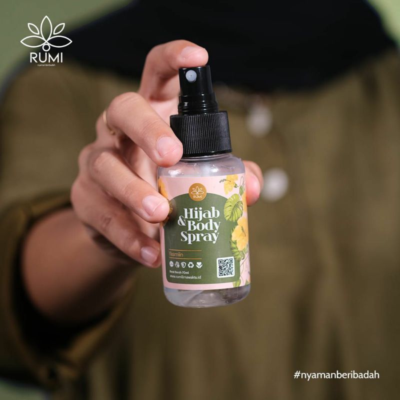 Hijab &amp; Body Spray Minyak Wangi Parfum Yasmiin Halal Rumi Lima Waktu Pengharum Badan