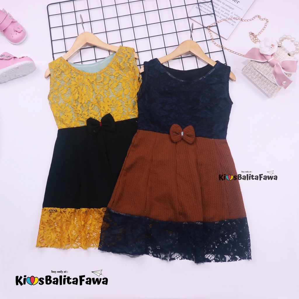 Dress Zulfa uk 4-5 Tahun / Dres Brokat Anak Perempuan Pakaian Baju Brukat Balita Cewek Import