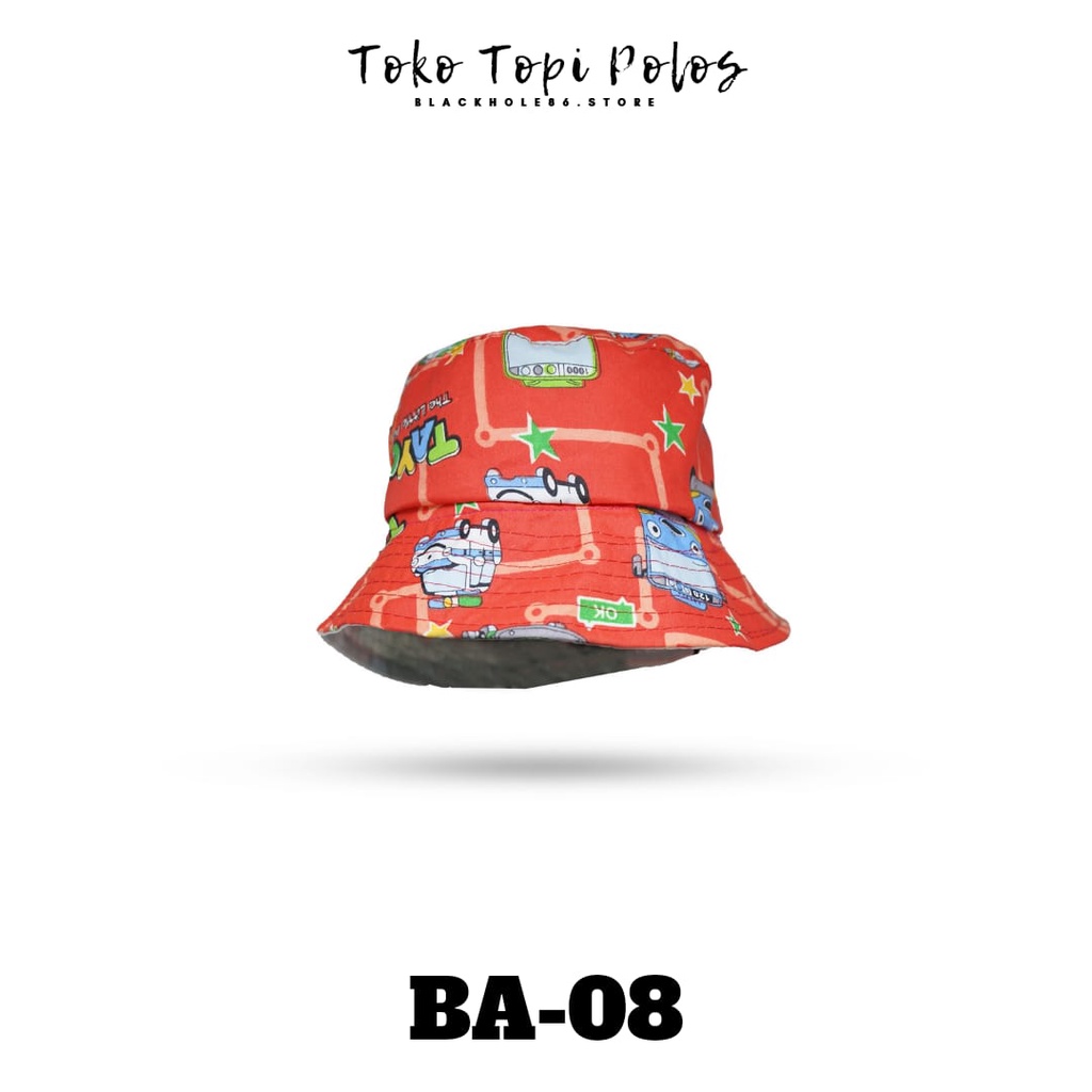 Topi Bucket Anak Bolak Balik Motif Karakter / Topi Anak Karakter 3-8 Tahun / Bucket Anak Lucu