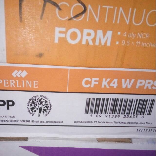 

Continous Form 9,5"x11" Rangkap 4 PRS (K4 PRS) Sinar dunia/paperline