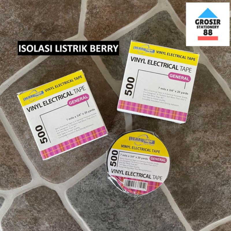Isolasi Listrik Electrical Tape Vinyl Berry 500 Hitam