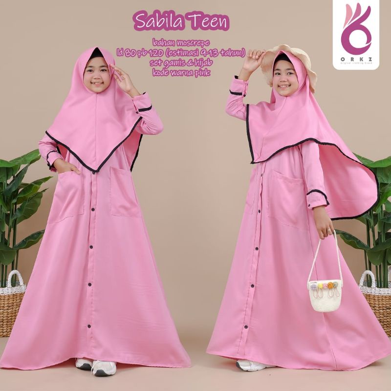 Gamis Syar'i Sabila Remaja || Set Gamis & Hijab.