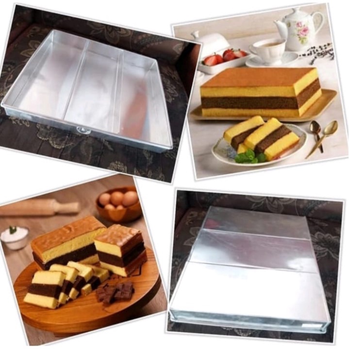 Loyang Kue Lapis  Surabaya Sekat 3 / Loyang Spiku Lapis Surabaya 3 in 1 / Loyang Brownies Bahan Aluminium Tebal