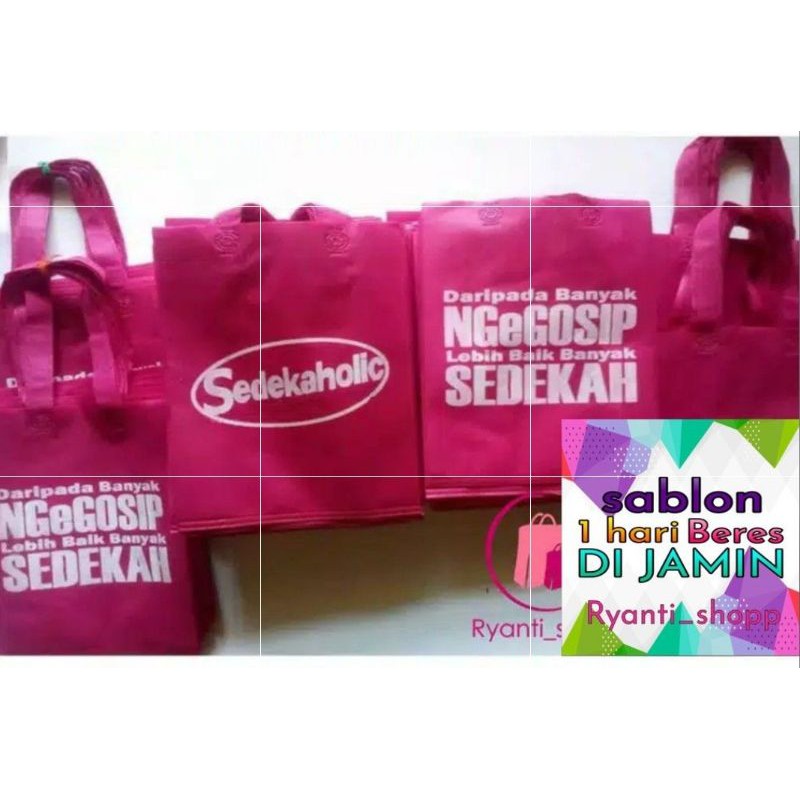 1 HARI BERES Tas Spunbond 75 gsm model  Lipat samping Uk 30x40x8 plus sablon 1 sisi 1 warna tas kain spunbond | Tas Hajatan | Tas Promosi | goodie bag | Tote Bag