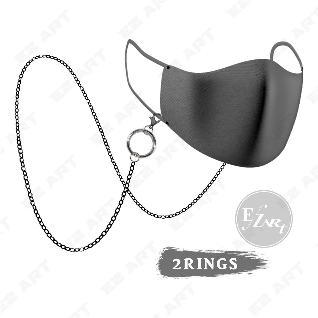 HITAM GUN METAL - KALUNG MASKER RANTAI POLOS SIMPLE STAINLESS STEEL PRIA WANITA