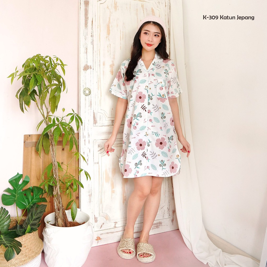 Daster Katun Jepang Ori Pink Flowers