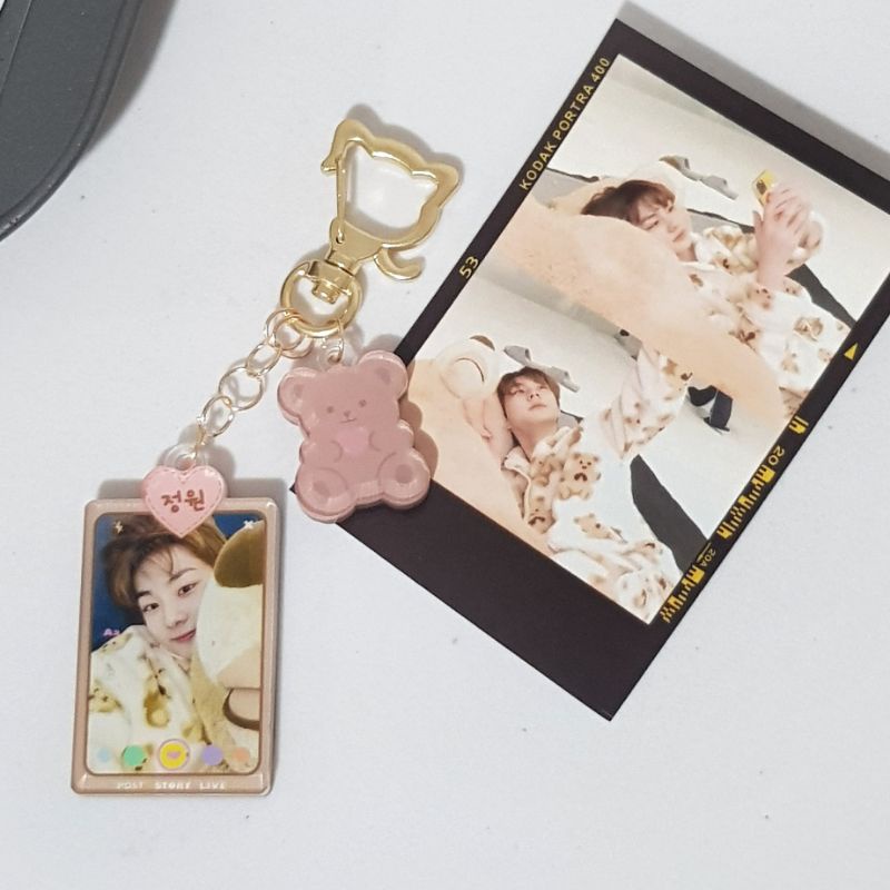 (READY LIMITED) Jungwon in Pajamas Teddy Bear Acrylic Keyring with teddy bear charm Enhypen