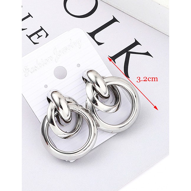 LRC Anting Tusuk Fashion Kc Size Circle Cross Earrings Y61805