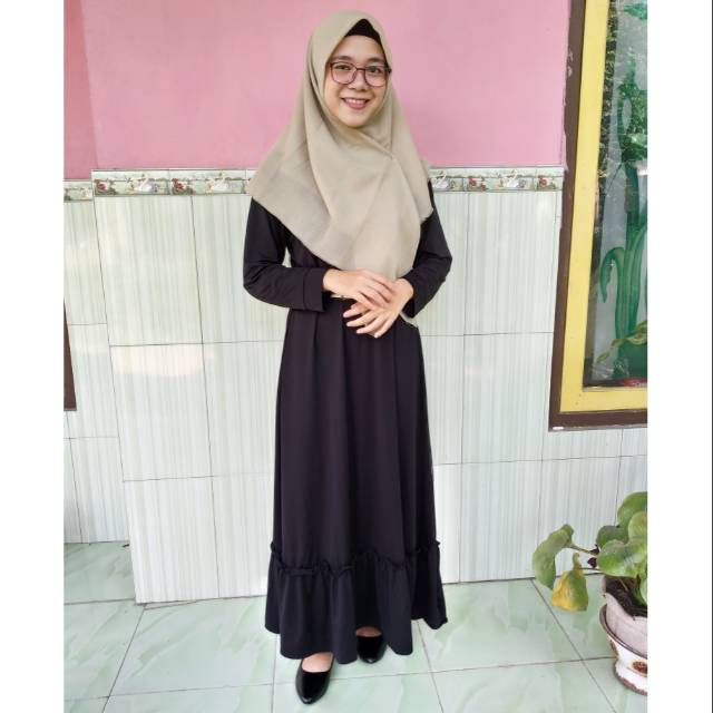Dress Gamis Jersey Rempel Jumbo dan Brukat Untuk Kondangan