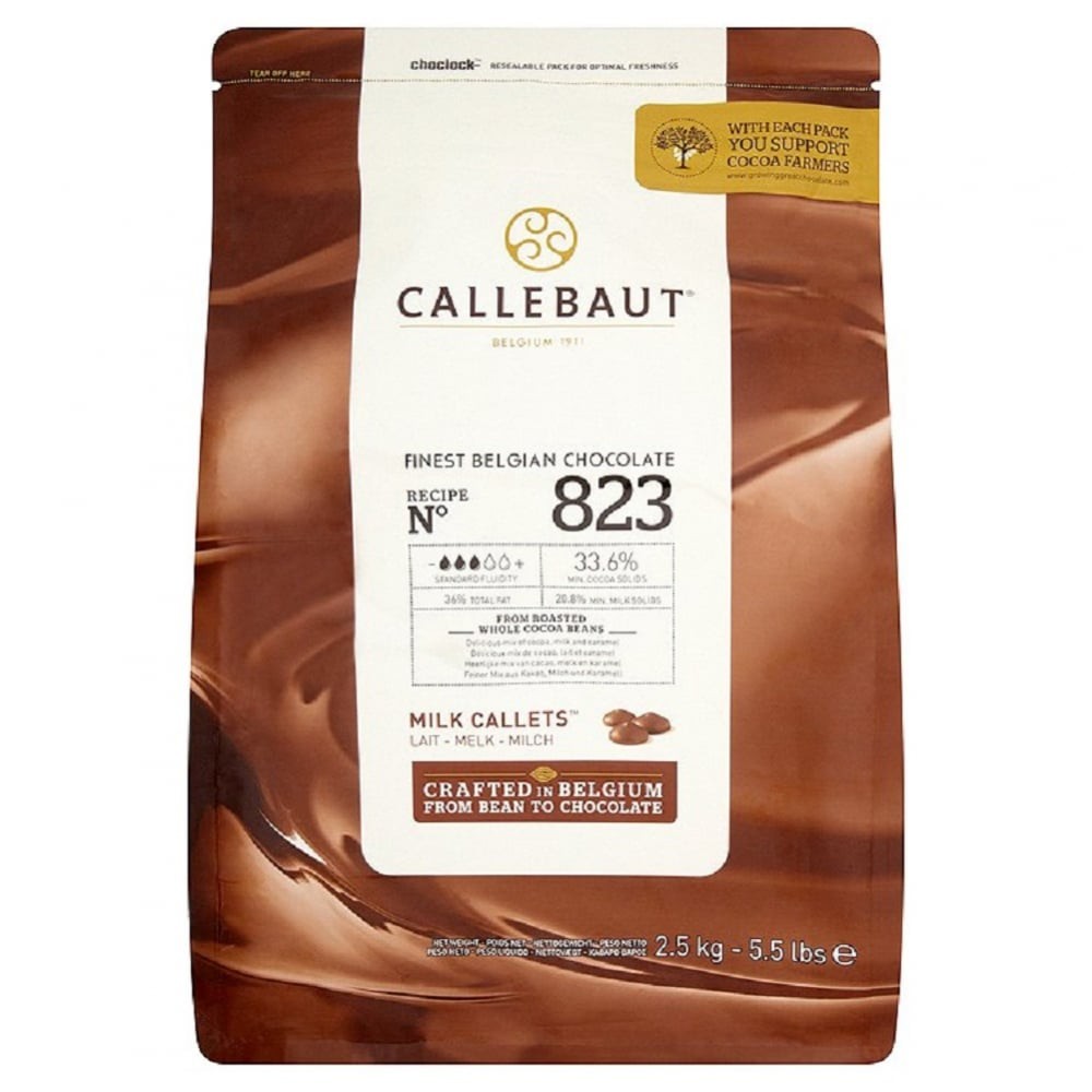 

Callebaut 823 Milk Chocolate Button Couverture 33,6% Coklat Belgia 1Kg