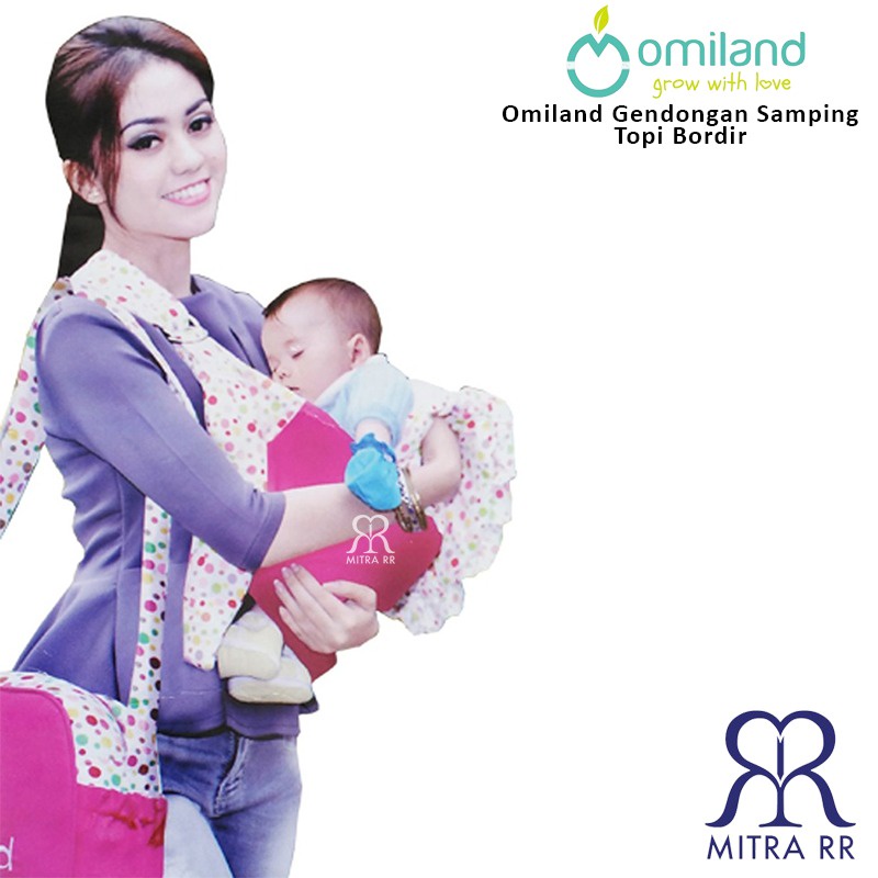 Omiland Gendongan Samping Bayi Topi Bordir Polkadot Newborn Gift OBG 2207 / Gendongan Samping Bayi Pink Biru Hijau